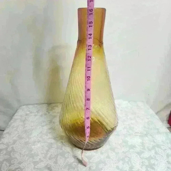 Amber Swirl Mid Century large glass floor vase - Picture 7 of 8